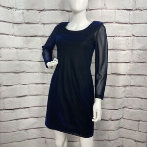 Molly Malloy Dress SZ Small Vintage Sparkle Metallic Black And Blue Mesh Prom